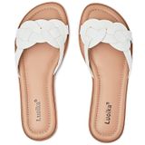 Sandálias Luoika Wide Width Flat Slides Para Mulheres Brancas