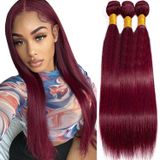 Pacotes De Cabelo Leruikair Straight Burgundy 99j 25-35cm 100g