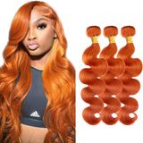 Pacote De Cabelo Auokmar Orange Body Wave Peruvian Virgin 18cm 3x