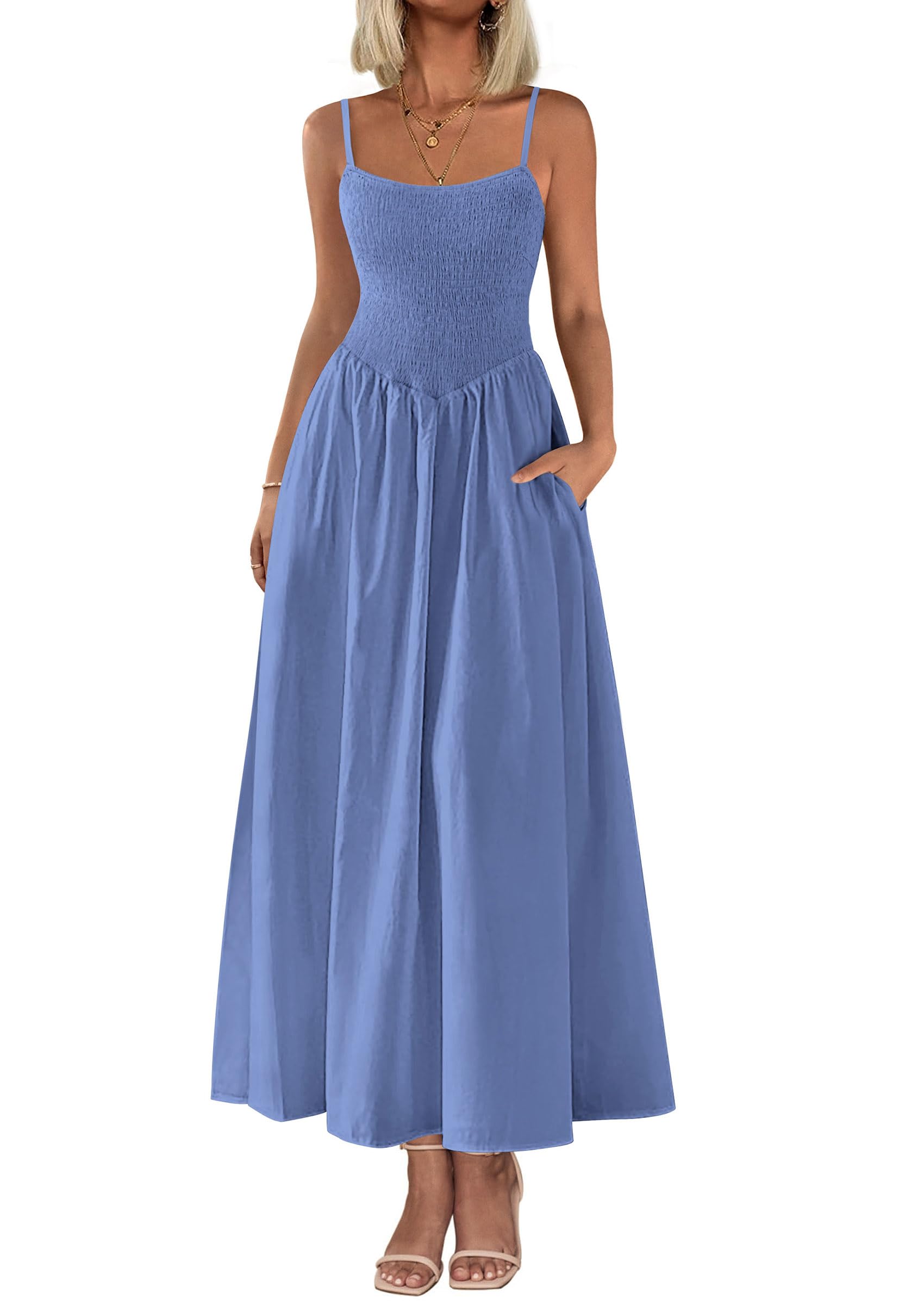 Vestido Maxi Feminino Prettygarden Com Blusa De Verão Azul Praia