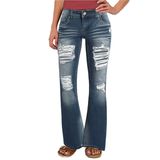 Jeans Flamingals Low Rise, Bota Envelhecida, Perna Larga, 3gg