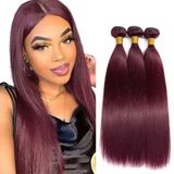 Pacotes De Cabelo Condescension Burgundy 99j Straight 25-35cm