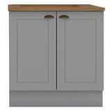 Balcao Com Tampo Para Cooktop 2p 80cm Americana Cinza Nature Henn