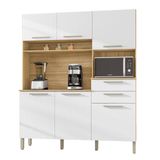 Armário De Cozinha Completa Montesa 6 Portas 2 Gavetas Freijó / Branco