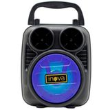 Mini Caixa Som Rádio Fm Portátil Bluetooth Leds Azul Usb Sd