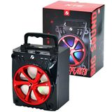 Caixa De Som Com Rádio Fm Portátil Bluetooth Vermelho Sd Usb