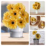 15 Galhos Gérbera Artificial Colorida Para Decoração Charmosa E Arranjos Florais Com Toque Real