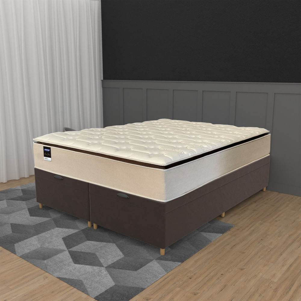 Cama Box Baú Queen 158cm Molas Ensacadas Jsw Love Story Hf25 Gazin