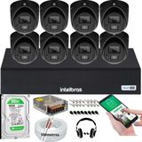 Kit Cftv 8 Cameras Segurança Intelbras Vhd 3220 C/ Audio Microfone Full Hd Dvr Mhdx 8ch + Hd 500gb
