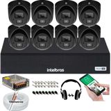 Kit Cftv 8 Cameras De Segurança Intelbras Vhd 3220 C/ Audio Microfone Full Hd Dvr Mhdx 8ch