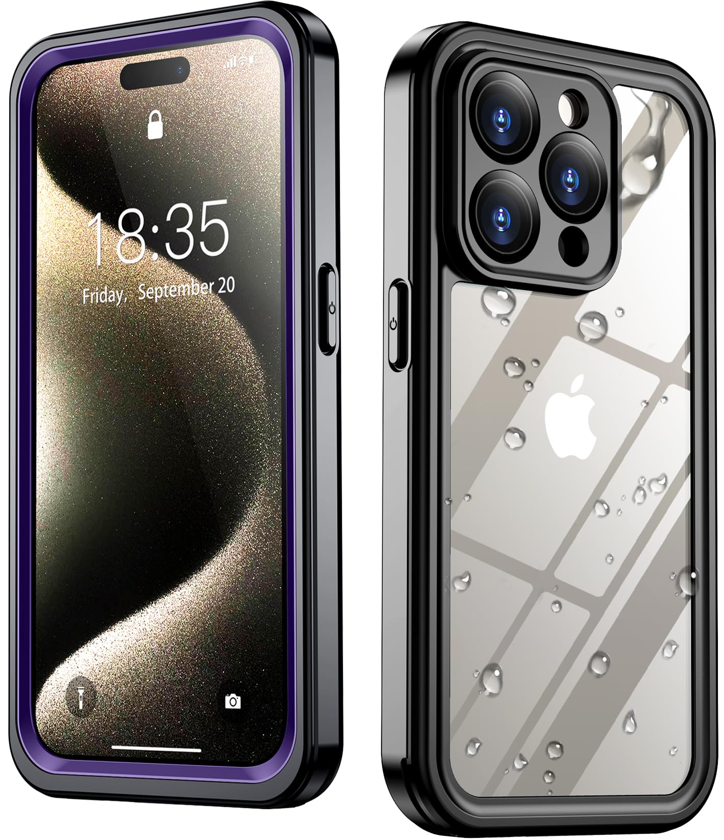 Capa De Telefone Spidercase Impermeável Para Iphone 15 Pro Max Roxa