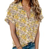 Camisa De Linho Hotouch Para Mulheres De Manga Curta E Folgada