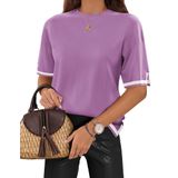 Camisa Feminina De Verão Tops Zeagoo, Manga Curta, Malha Roxa