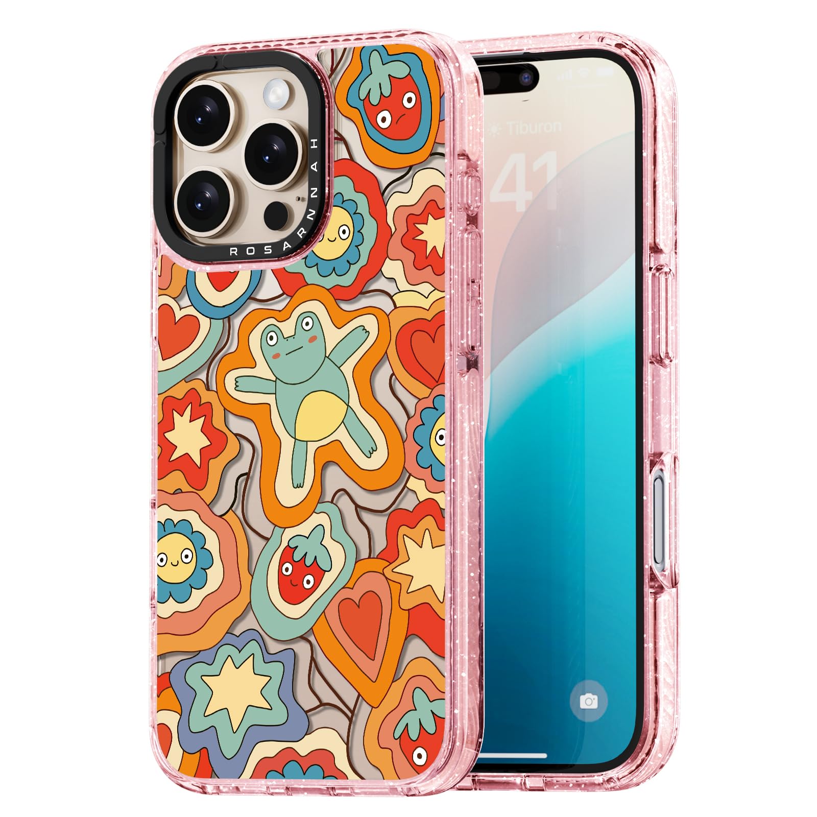 Capa De Telefone Rosarnnah Compatível Com Iphone 16 Pro Cute Pink