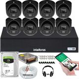 Kit Cftv 8 Cameras De Segurança Intelbras Vhd 3220 C/ Audio Microfone Full Hd Dvr Mhdx 8ch + Hd 1tb