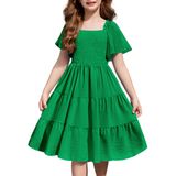 Vestido Arshiner St Patricks Day Green Para Meninas 5-6y Poliéster