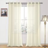 Cortinas Transparentes Dwcn Ivory Faux Linen Look Voile 132x260cm 2