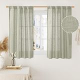Cortinas Lamit Sage Grey Linen 122 Cm De Comprimento 2 Painéis