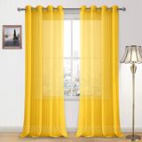 Cortinas Transparentes Dwcn Yellow Faux Linen Look Voile 132x260cm