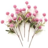 Flores Artificiais Floroom Pompon Mum Faux Silk, 5 Peças - Fúcsia