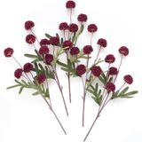 Flores Artificiais Floroom Pompon Mum Faux Silk X5 Burgundy