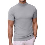 Suéter Masculino Coofandy Slim Fit, Meia Gola Alta, Manga Curta
