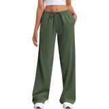 Calça De Moletom Feminina Hesayep, Perna Larga, Verde Militar, Tamanho M