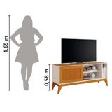 Rack Bancada Para Tv Até 55 Polegadas 1,36m Ripado Impressão 3d 1 Porta Off White/cedro Aruba Edn