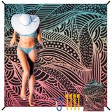 Cobertor De Praia Hihoho Impermeável À Prova De Areia Extra Grande 200x210cm