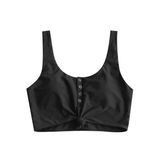Top De Biquíni Zaful Front Knot Crop, Tanquíni Acolchoado Preto Para Mulheres