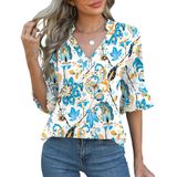 Blusa Rapbin Feminina De Manga 3/4 Com Decote Em V, Primavera De 2025