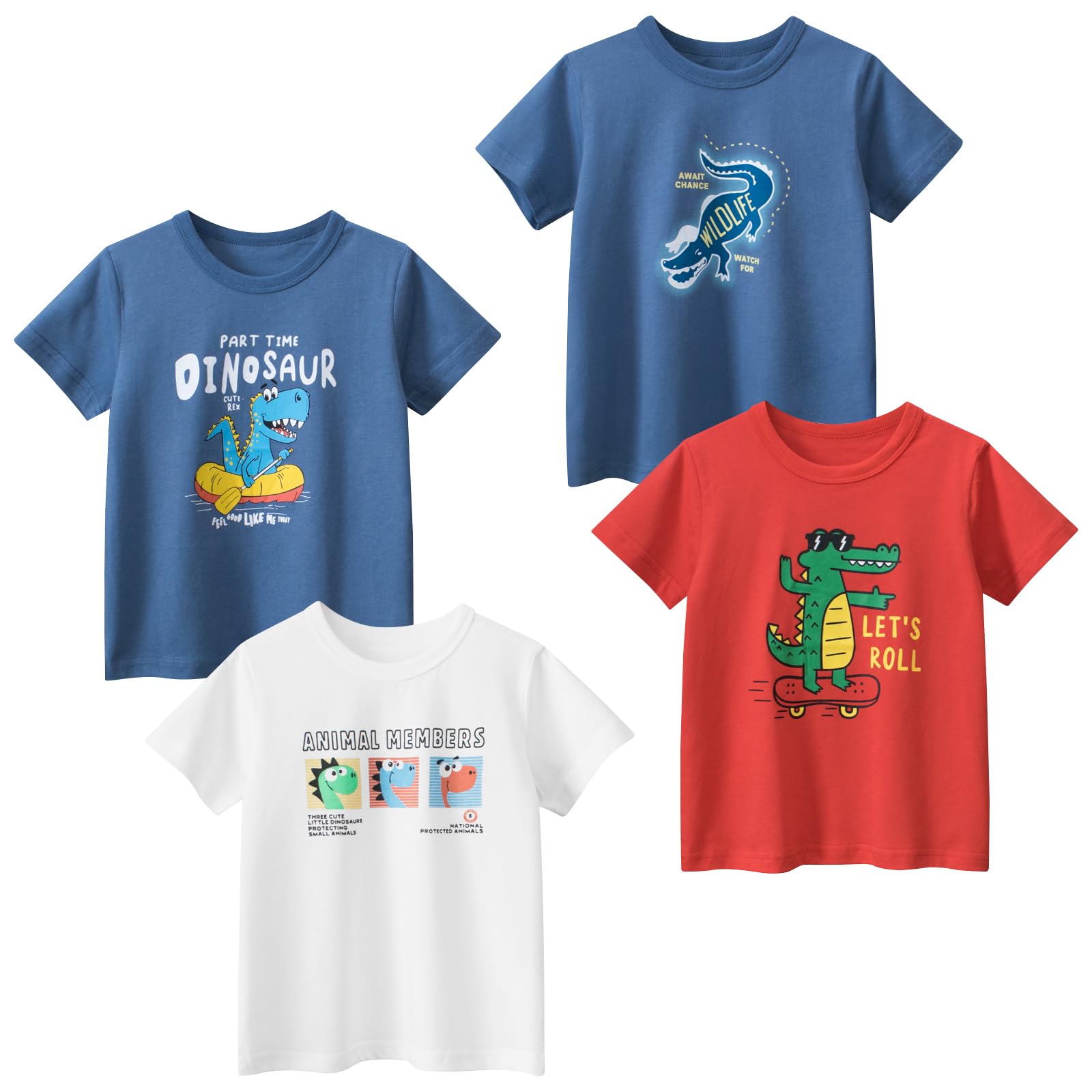 Camiseta Masculina Tabnix Dino Crocodiles De Manga Curta De 2 A 7 Anos