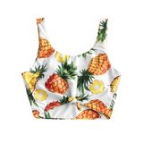 Top De Biquíni Zaful Front Knot Crop Tankini Acolchoado Fruit S Feminino