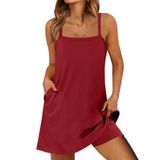 Vestido De Tênis Anrabess 2025, Casual, Casual, Solto, Vermelho, Tamanho L