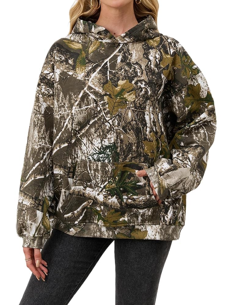 Moletom Com Capuz Anoumcy Camo Maple Leaf Fleece Para Mulher