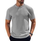 Camiseta Masculina Coofandy De Malha Com Gola Redonda, Manga Curta, Cinza Claro