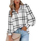 Camisa Feminina Zeagoo Listrada, Manga Comprida, Decote Em V, Casual, Solta