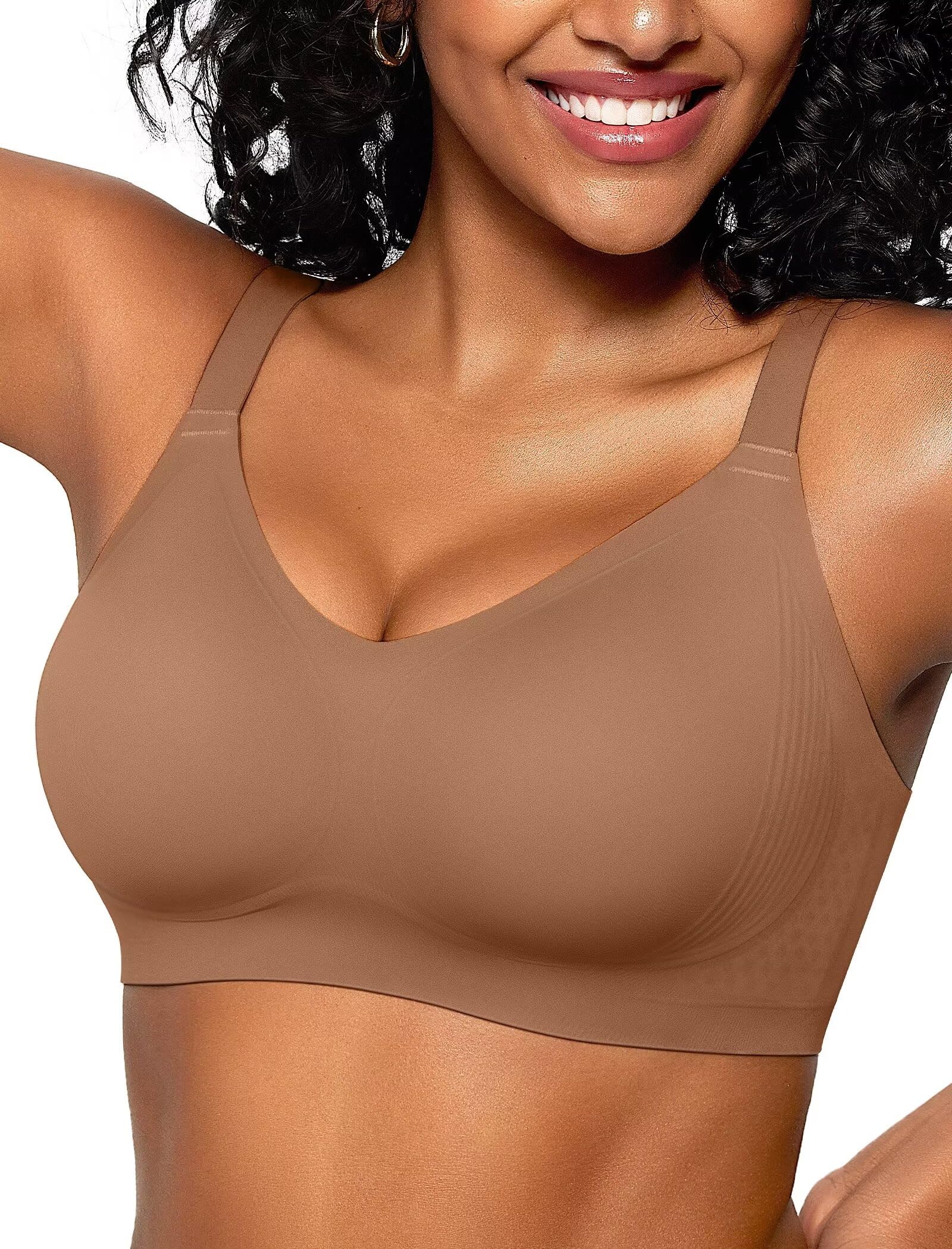 Bra Vertvie Wireless Supportive Push Up Com Cobertura Total Marrom