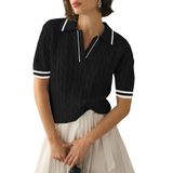 Suéteres De Verão Para Mulheres Micoson Vintage Polo De Manga Curta