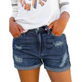 Shorts Modarani Distressed Jean Para Mulheres Azuis Tamanho L