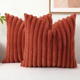 Capas De Almofada Decoruhome Faux Fur 26x26 Cm Rust, Conjunto De 2
