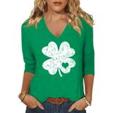 Camiseta Feminina Scgirl De Manga 3/4 Com Decote Em V Para O Dia De São Patrício