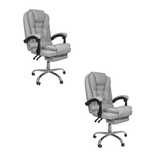 Cadeira De Escritório Presidente Soft Ergonômica Apoio Para Pés - Branco - 2