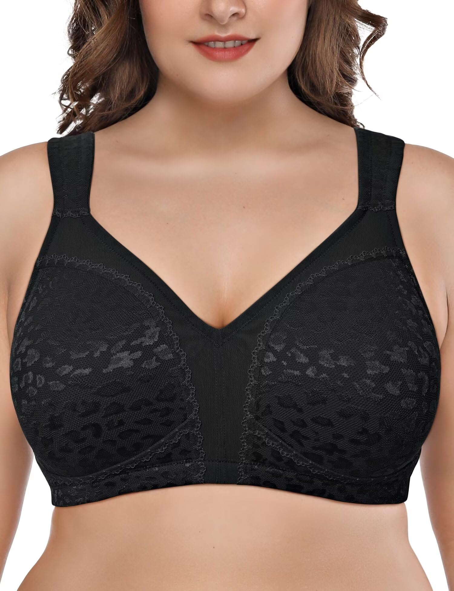 Sutiã Deyllo Full Coverage Plus Size Minimizer 40d Blackleopard