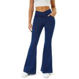 Jeans Copyleaf Bell Bottom Para Mulheres De Cintura Alta E Perna Larga