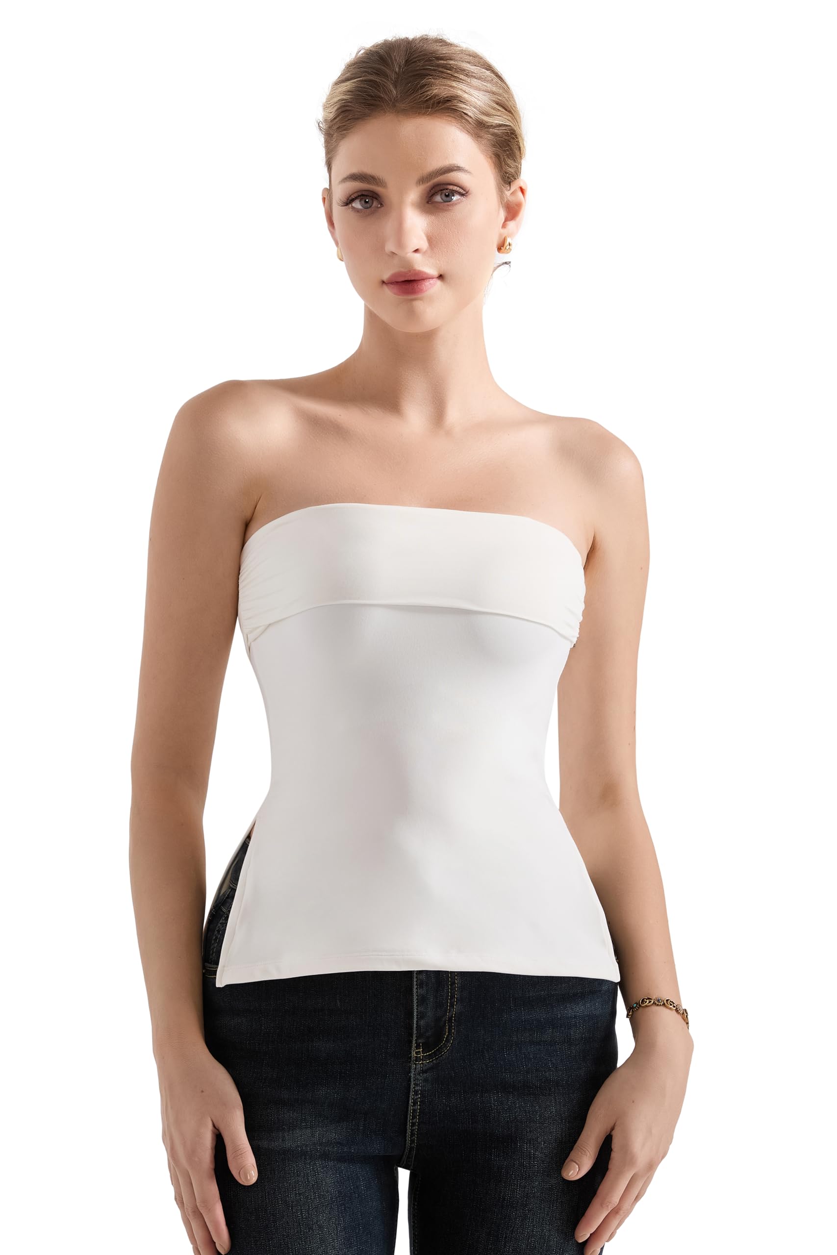 Blusa Tubular Feminina Suuksess Branca Com Forro Duplo Tamanho Xs