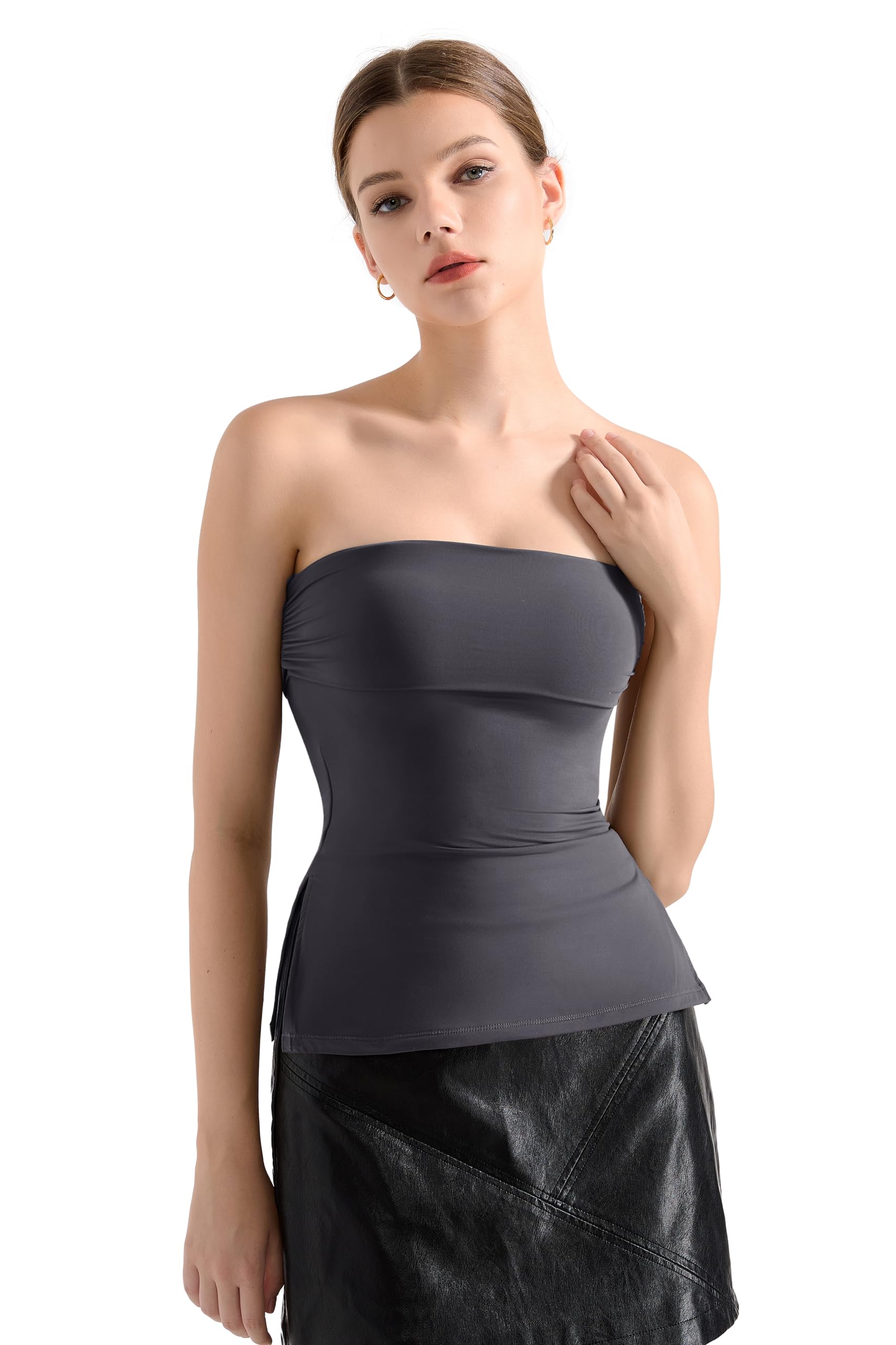 Blusa Tubular Feminina Suuksess Com Forro Duplo Lateral Split Ash Xl