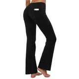 Calças De Ioga Bubblelime Bootcut Tummy Control Pretas Para Mulheres