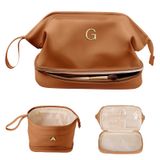 Bolsa De Maquiagem Vogewood Personalizada Em Couro Pu Inicial De Dupla Camada