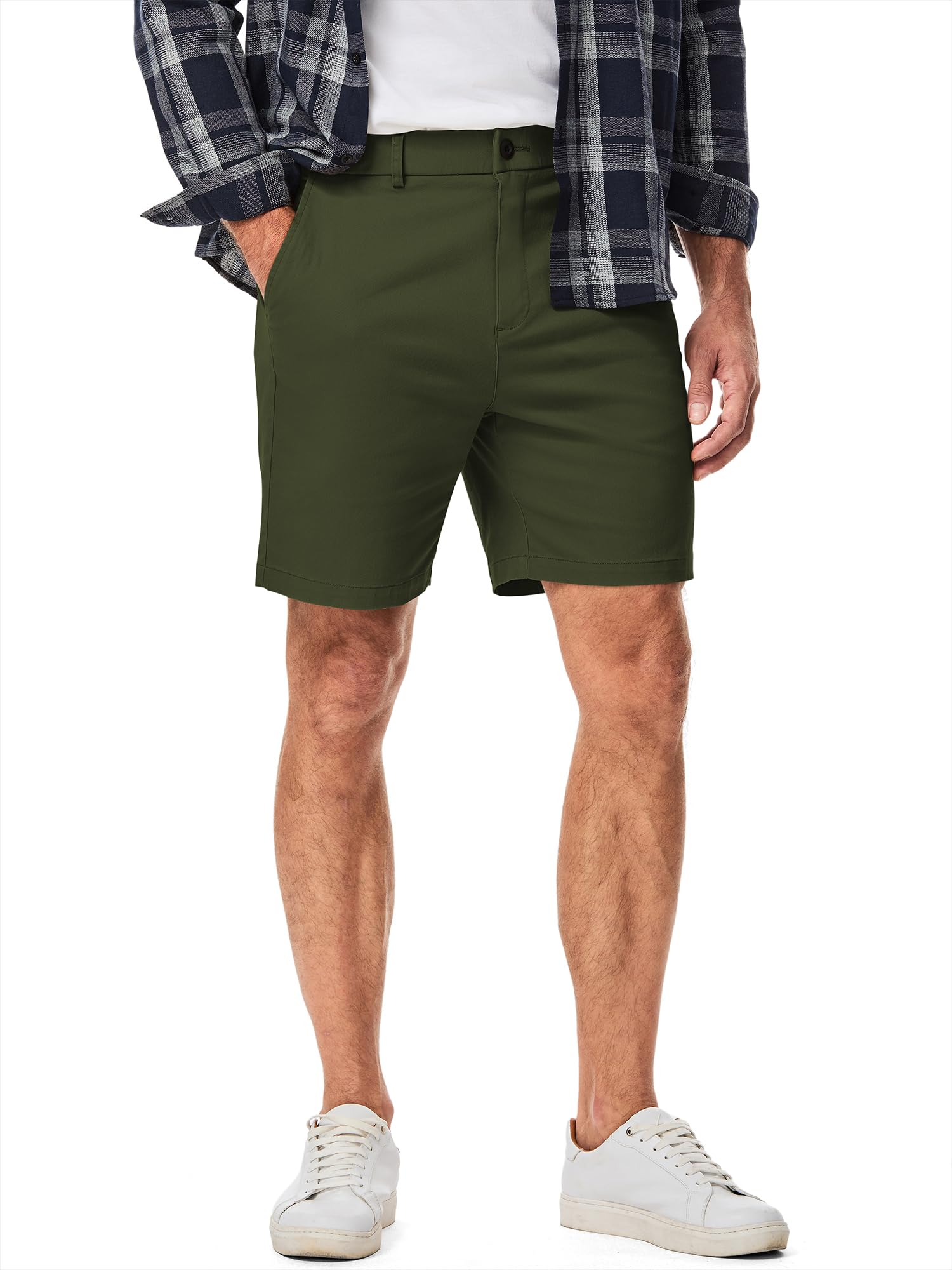 Shorts Jmierr Slim Fit Hybrid Chino Com Costura Interna De 7 Polegadas Para Homens